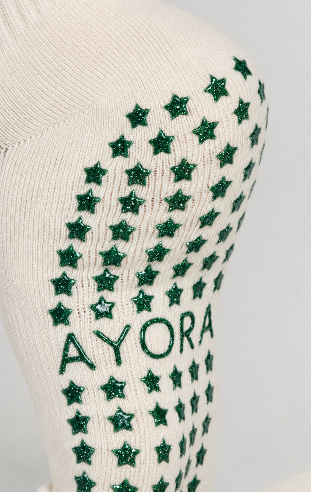Chaussettes antidérapantes Pilates « Matcha Please» – Vert à paillettes