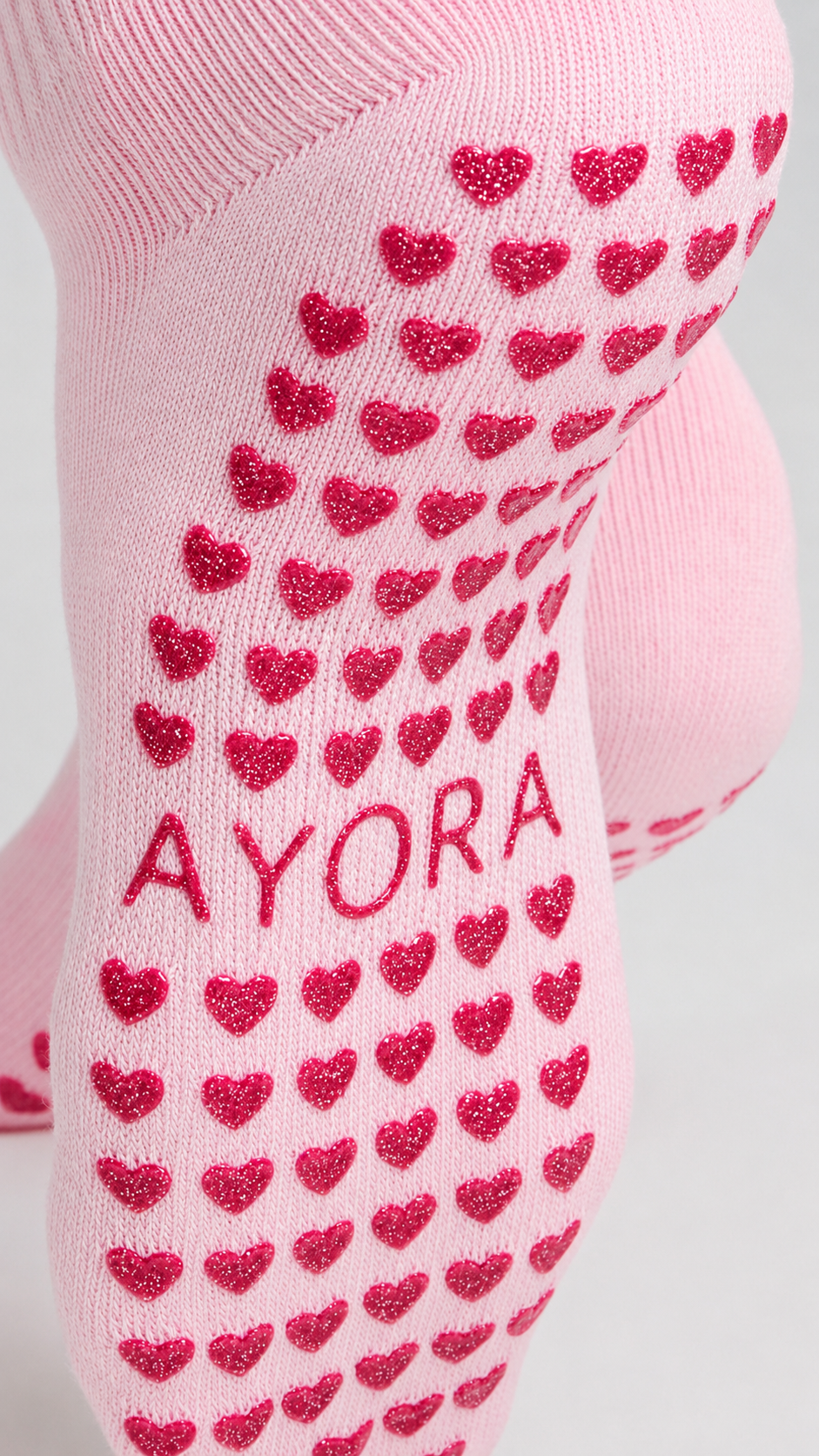 Chaussettes antidérapantes Pilates « Pilates Princess» – Rose à paillettes