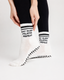 Chaussettes antidérapantes Pilates STRIPE « Eat Sleep Pilates Repeat » – Noir à Paillettes