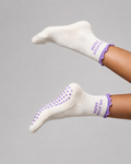 Chaussettes antidérapantes Pilates FRIZZY « Pilates Muse» – Mauve à Paillettes