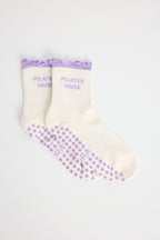 Chaussettes antidérapantes Pilates FRIZZY « Pilates Muse» – Mauve à Paillettes