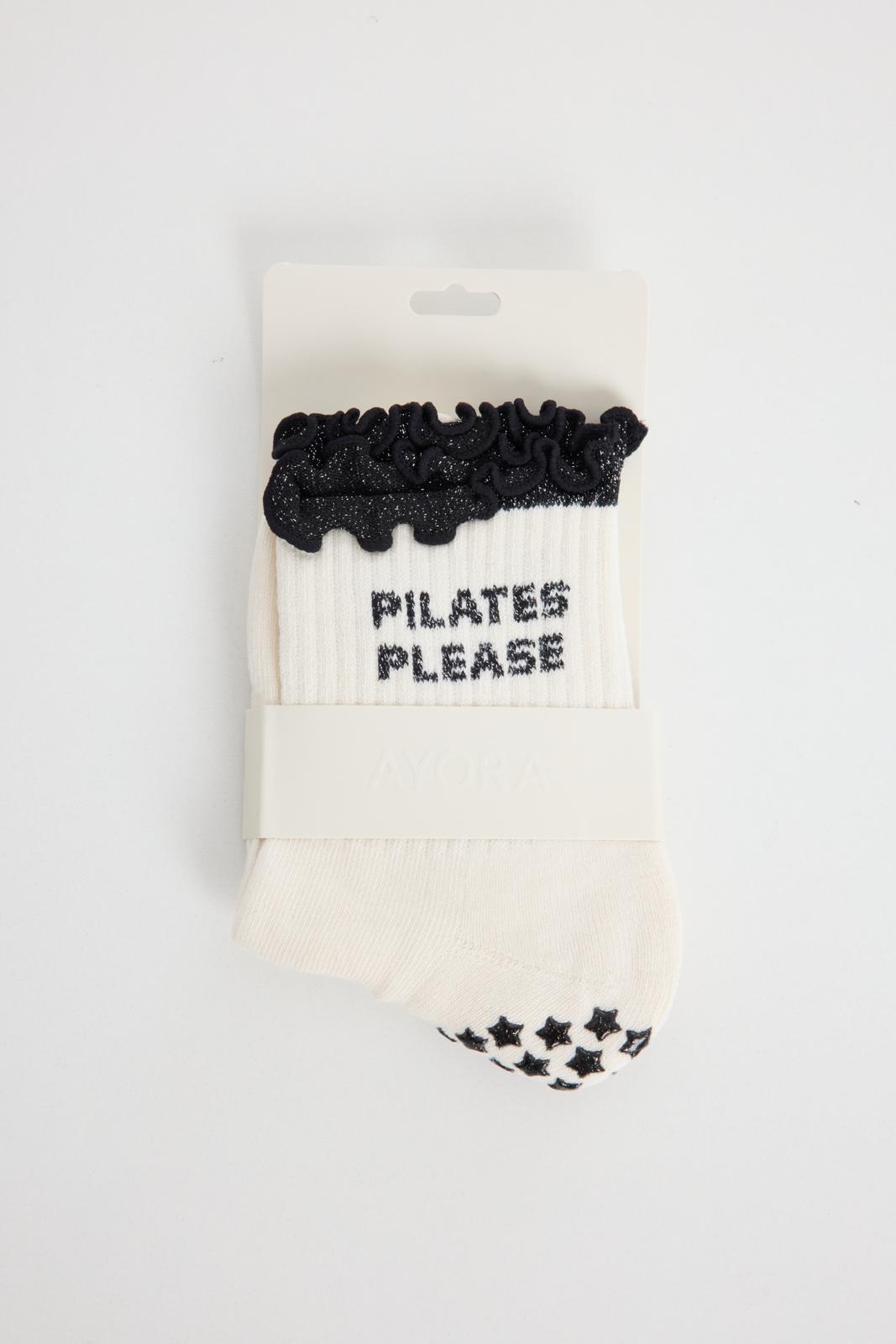Chaussettes antidérapantes Pilates FRIZZY « Pilates Please» – Noir à Paillettes