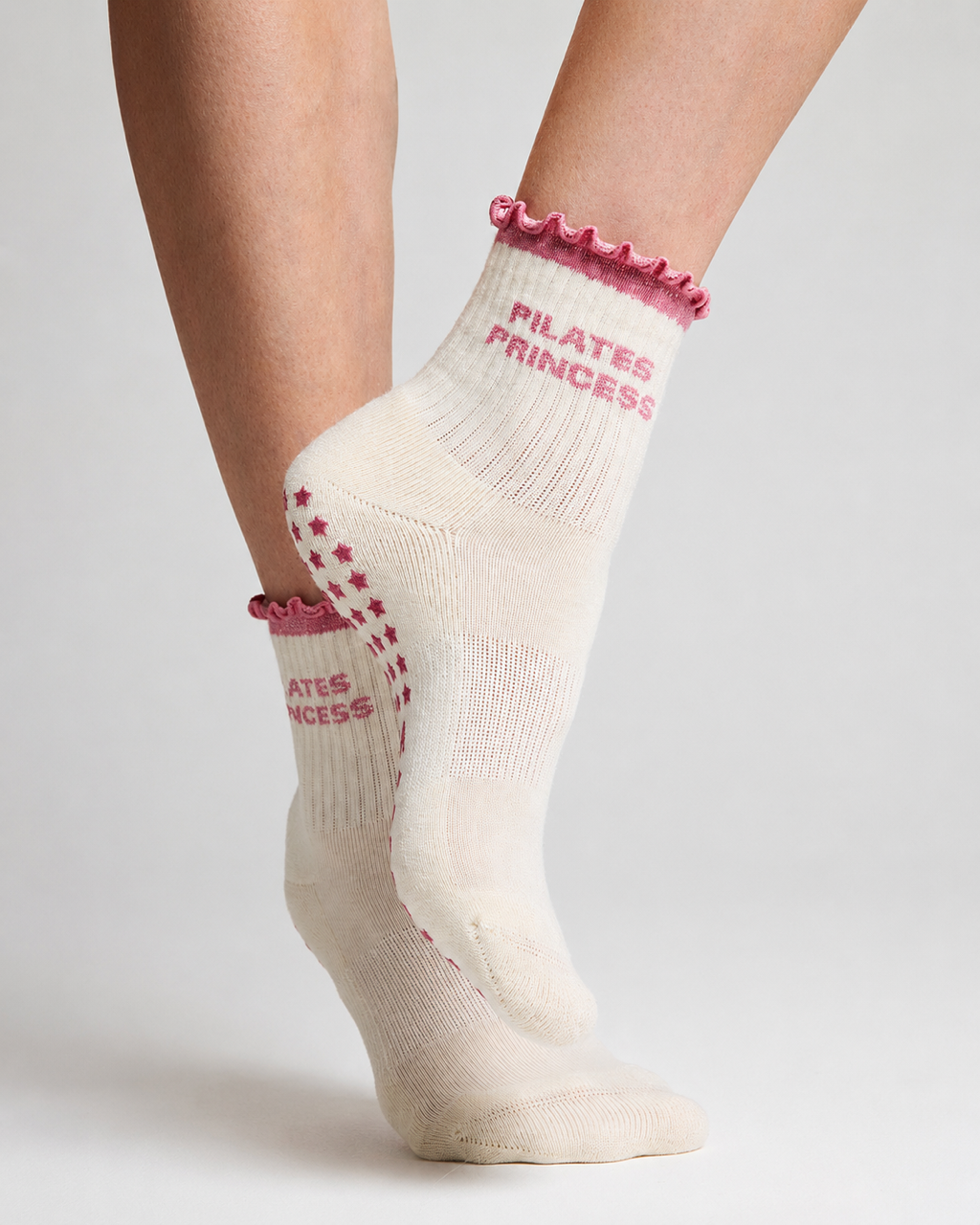 Chaussettes antidérapantes Pilates FRIZZY « Pilates Princess» – Rose à Paillettes