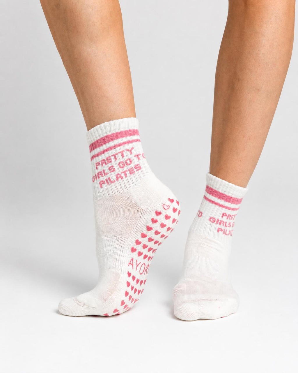 Chaussettes antidérapantes Pilates STRIPE «PRETTY GIRLS GO TO PILATES» – Rose à Paillette (Copy)
