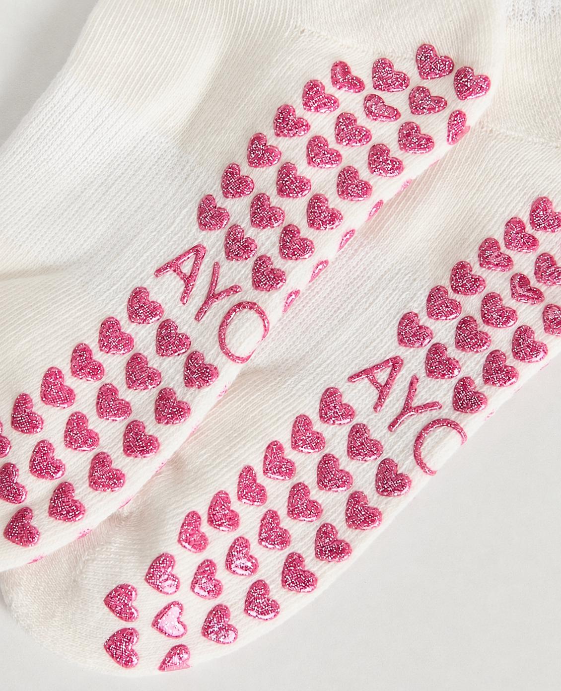 Chaussettes antidérapantes Pilates STRIPE «PRETTY GIRLS GO TO PILATES» – Rose à Paillette (Copy)