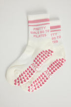 Chaussettes antidérapantes Pilates STRIPE «PRETTY GIRLS GO TO PILATES» – Rose à Paillette (Copy)