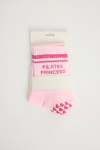 Chaussettes antidérapantes Pilates « Pilates Princess» – Rose à paillettes