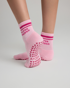 Chaussettes antidérapantes Pilates « Pilates Princess» – Rose à paillettes